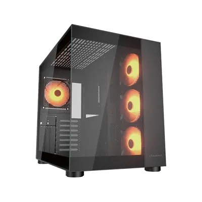 image of Cougar FV150 RGB Dual Chamber Mid Tower Gaming Casing - Black with Spec and Price in BDT