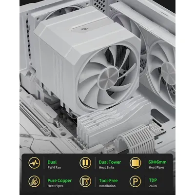 image of upHere UP2T6 Dual-Tower CPU Air Cooler - White with Spec and Price in BDT