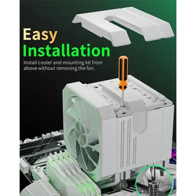 image of upHere UP2T6 Dual-Tower CPU Air Cooler - White with Spec and Price in BDT