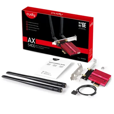 Cudy WE3000S AX5400 V2 Wi-Fi 6E Bluetooth 5.3 PCI-E Adapter image of Cudy WE3000S AX5400 V2 Wi-Fi 6E Bluetooth 5.3 PCI-E Adapter with Spec and Price in BDT