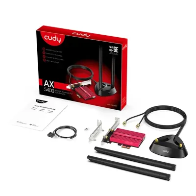 Cudy WE4000 AX5400 WiFi 6E Bluetooth 5.3 PCI-E Adapter image of Cudy WE4000 AX5400 WiFi 6E Bluetooth 5.3 PCI-E Adapter with Spec and Price in BDT