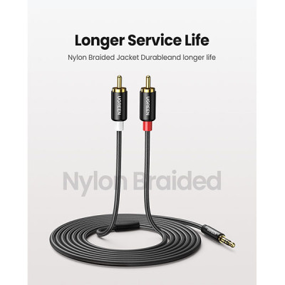 image of UGREEN AV116 (10591) 3.5mm to 2x RCA Cable - 5M with Spec and Price in BDT