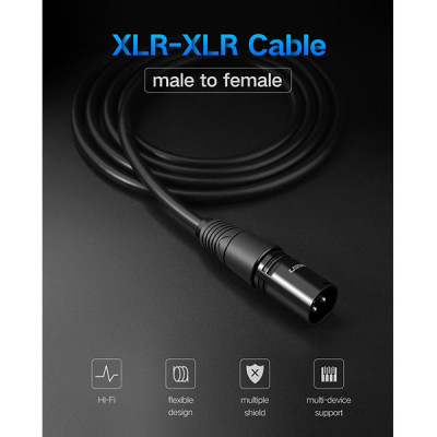 image of UGREEN AV130 (20712) Cannon XLR Male to Female Extension Cable - 5M with Spec and Price in BDT