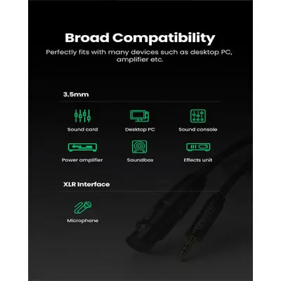 image of Ugreen AV182 (20763) 3.5mm 3-Pole to XLR Audio Cable - 1M with Spec and Price in BDT