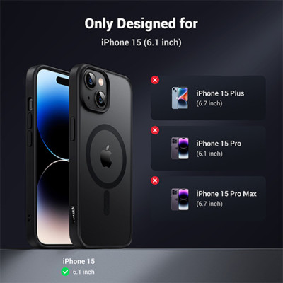 image of UGREEN LP748 (25400) Magnetic Protective Case for iPhone 15 - Black with Spec and Price in BDT