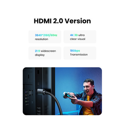 image of UGREEN HD119 (40103) 4K HDMI Cable Male to Male Braided - 5M with Spec and Price in BDT