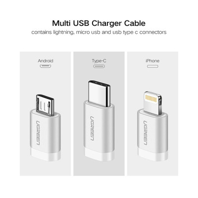 image of Ugreen US186 (50203) 3-in-1 USB 2.0-A Multifunction Cable - 1.5M with Spec and Price in BDT
