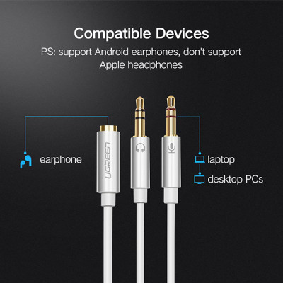 image of UGREEN AV140 (20898) 3.5mm to 2 Audio Cable - Black with Spec and Price in BDT