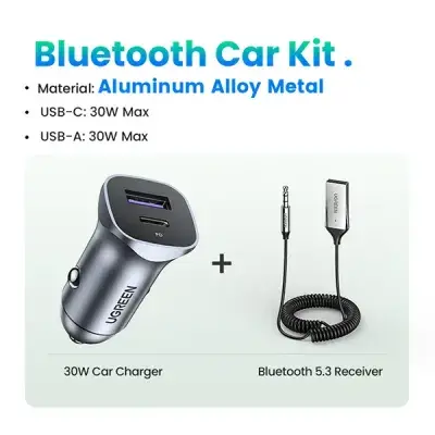 image of UGREEN CD130 (40858) 52.5W A+C Dual-Port Car Charger with Spec and Price in BDT