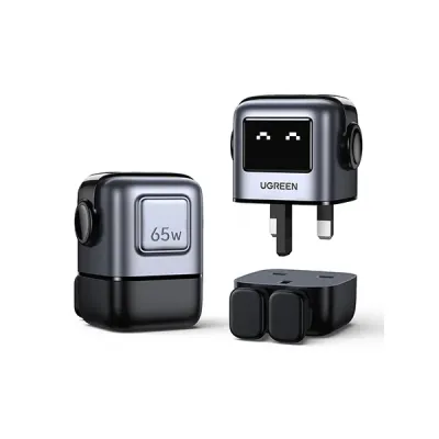 image of UGREEN CD361 (25686) Uno RG 65W 3-Port GaN Fast Charger - UK with Spec and Price in BDT