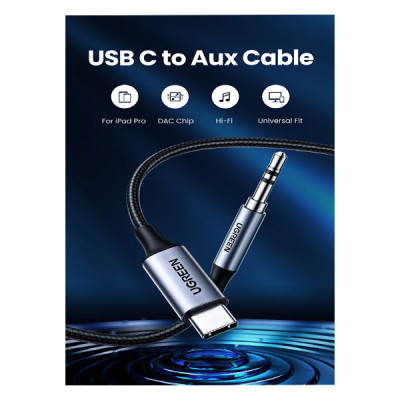 image of UGREEN CM450 (20192) USB-C to 3.5mm Audio Cable - 1M with Spec and Price in BDT