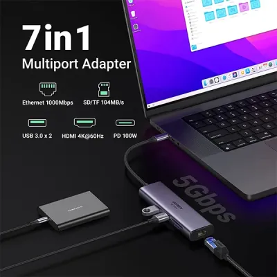image of UGREEN CM498 (45379) 7-in-1 Type-C Multifunction Hub with Spec and Price in BDT