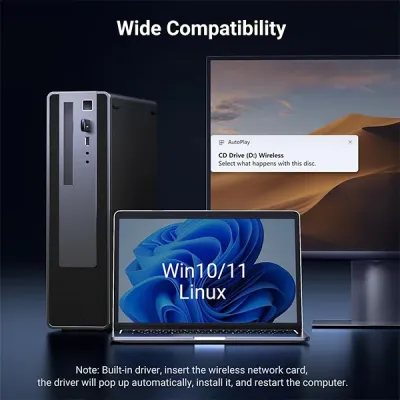 image of UGREEN CM762 (35264) AX900 USB Dual Band Wi-Fi Adapter with Spec and Price in BDT