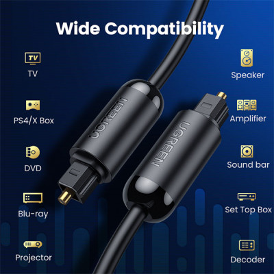 image of UGREEN AV122 (70893) Toslink Optical Audio Cable - 3M with Spec and Price in BDT