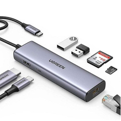 image of UGREEN CM512 (90568) USB-C 7-in-1 Multifunction Adapter with 4K HDMI & Ethernet with Spec and Price in BDT