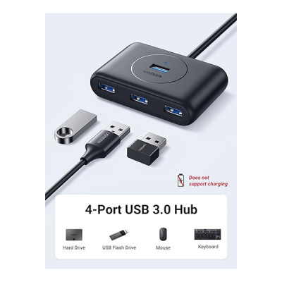 image of UGREEN CR113 (40850) USB 3.0 Hub with USB-C Port 1M - Black with Spec and Price in BDT