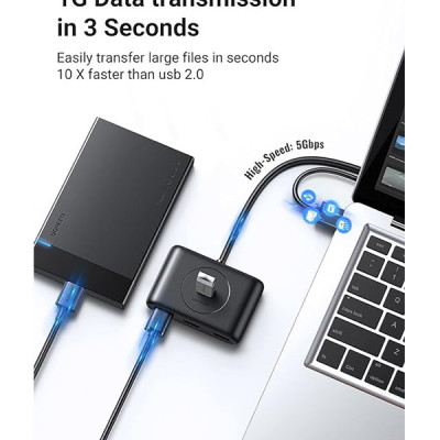 image of UGREEN CR113 (40850) USB 3.0 Hub with USB-C Port 1M - Black with Spec and Price in BDT