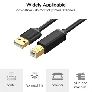 UGREEN (10351) USB 2.0 AM To BM (Type A To Type B Male To Male) Print Cable 3m (Black) | 10351 | OS | Jordan