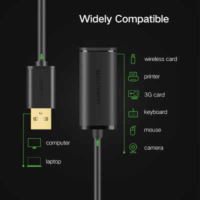image of UGREEN US121 (10319) USB 2.0 Extension Cable with Chipset - 5M with Spec and Price in BDT