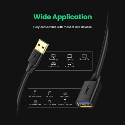 image of UGREEN US129 (90722) USB-A Male to Female Extension Cable - 5M with Spec and Price in BDT