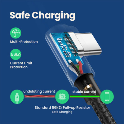 image of UGREEN US176 (20856) Right Angle USB-A to C Cable - 1M with Spec and Price in BDT