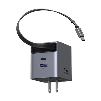 image of UGREEN X615 (65824) 65W GaN Fast Charger with Retractable Cable with Spec and Price in BDT