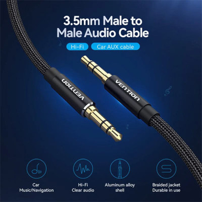 image of Vention BAWBJ Cotton Braided 3.5mm Male Audio Cable - 5M with Spec and Price in BDT