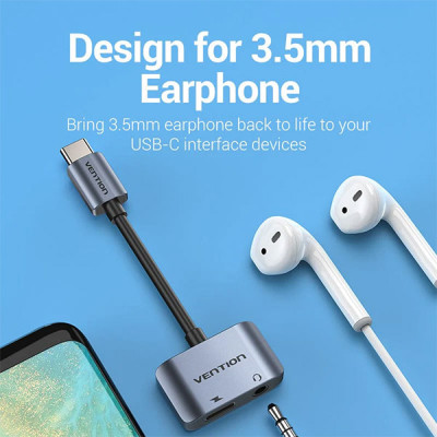 image of VENTION BGS USB C to 3.5mm & Type C Cable Adapter with Spec and Price in BDT