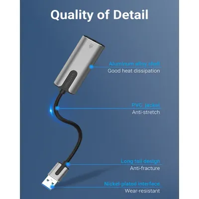image of Vention CEWHB USB 3.0 Type-A to Gigabit Ethernet Adapter - 0.15M with Spec and Price in BDT
