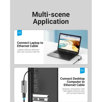 image of Vention CEWHB USB 3.0 Type-A to Gigabit Ethernet Adapter - 0.15M with Spec and Price in BDT