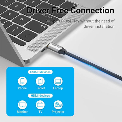 image of VENTION CGXBG USB-C to HDMI Cable with 2-in-1 Power Supply - 1.5M with Spec and Price in BDT