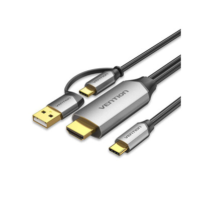 image of VENTION CGXBG USB-C to HDMI Cable with 2-in-1 Power Supply - 1.5M with Spec and Price in BDT