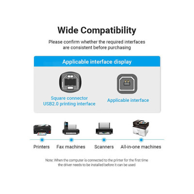 image of VENTION COQBG USB 2.0 Type-A to Type-B Print Cable - 1.5M with Spec and Price in BDT