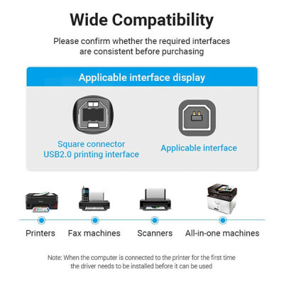 image of VENTION COQBJ USB 2.0 Type-A to Type-B Printer Cable - 5M with Spec and Price in BDT