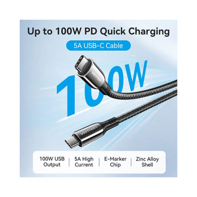 image of VENTION CTKBAV Type-C to Type-C 5A USB 2.0 Cable - 1.2M with Spec and Price in BDT