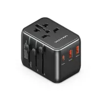 Vention FJEB0 20W 3-Port USB(C+A+A) Universal Travel Adapter - Black
