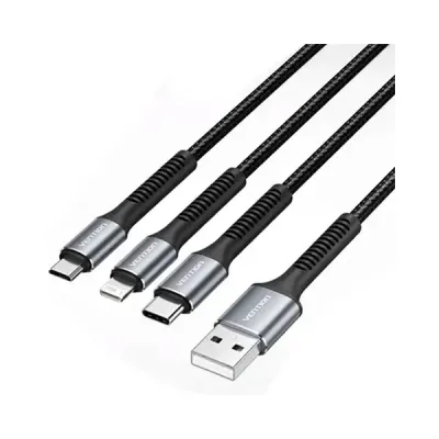 image of Vention H18BAV USB 2.0 Type A to 3-in-1 USB-C+Micro-B+Lightning Cable - 1.2M with Spec and Price in BDT