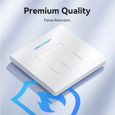 image of Vention IFEW0 2-Port Keystone Jack Wall Plate - White with Spec and Price in BDT