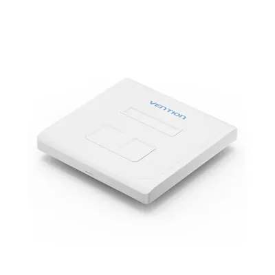 image of Vention IFEW0 2-Port Keystone Jack Wall Plate - White with Spec and Price in BDT