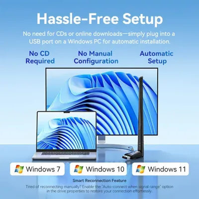 image of Vention KDVB0 AX300 USB Wi-Fi Single Band Adapter With High Gain Antenna with Spec and Price in BDT