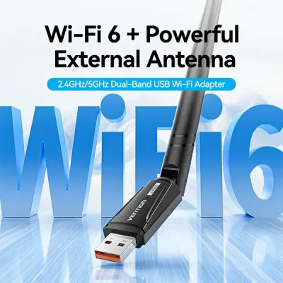 image of Vention KDWB0 AX900 USB Wi-Fi Dual Band Adapter With High Gain Antenna with Spec and Price in BDT