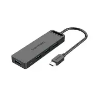 VENTION TGKBD Type-C to 4-Port USB 3.0 Hub with Power Supply - Black