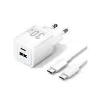 VENTION TZ-FEQW0-US-01 2-Port 30W USB (C+A) GaN Charger with Type-C Cable - US Plug