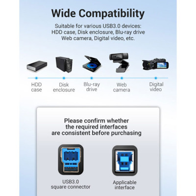 image of Vention COOBG USB 3.0 Type-A to Type-B Printer Cable - 1.5M with Spec and Price in BDT
