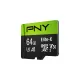 PNY Elite-X 64GB Class 10 U3 V30 microSD Flash Memory Card